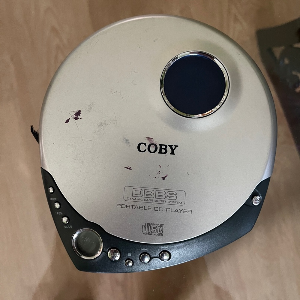 Silver and Black Portable CD Player